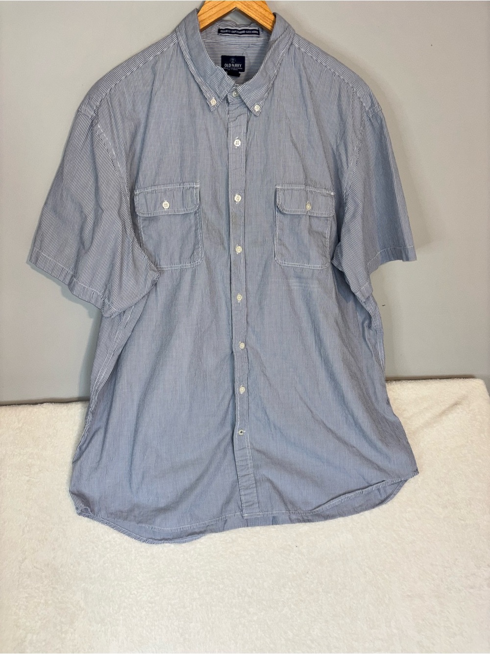 Old Navy Men's Light Blue Short-Sleeve Button-Down Casual Shirt Size XXL